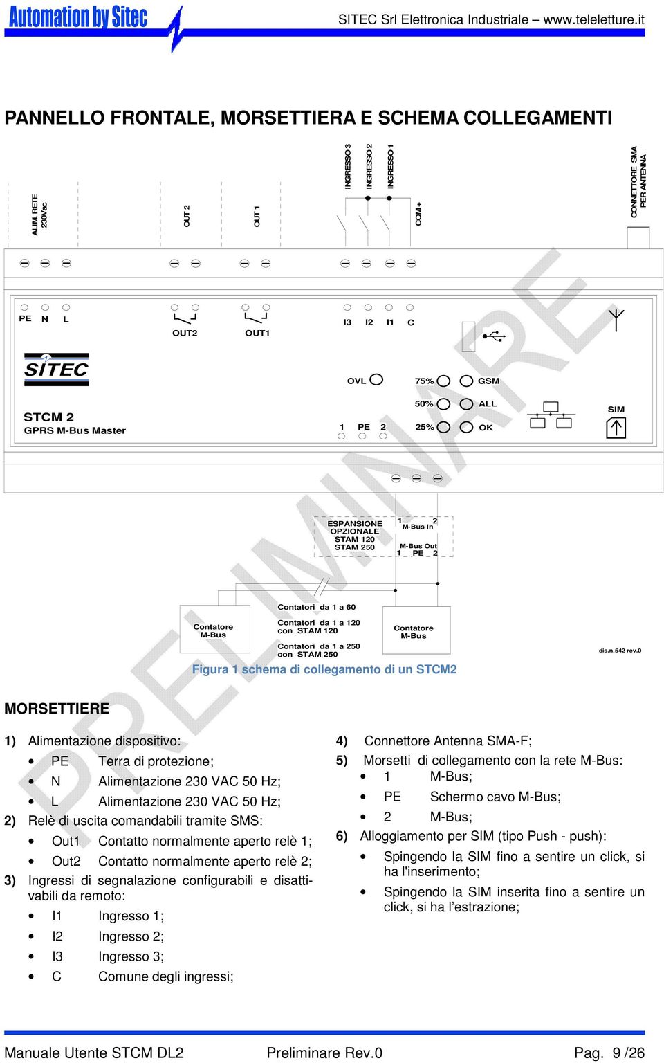 OPZIONALE STAM 120 STAM 250 1 2 M-Bus In M-Bus Out 1 PE 2 RJ45 ETHERNET Contatori da 1 a 60 Contatore M-Bus Contatori da 1 a 120 con STAM 120 Contatori da 1 a 250 con STAM 250 Contatore M-Bus Figura