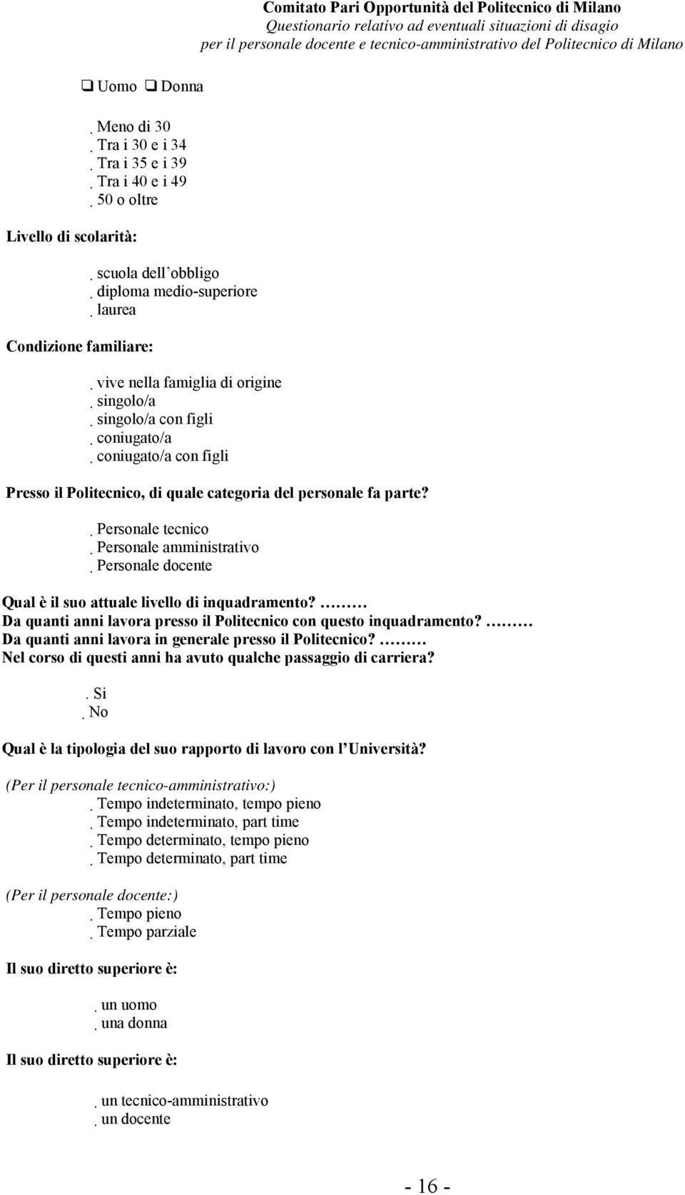 docente e tecnico-amministrativo del Politecnico di Milano Presso il Politecnico, di quale categoria del personale fa parte?