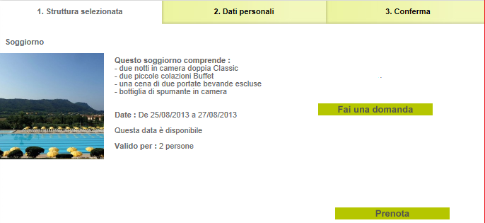 Registrare una prenotazione È possibile registrare solo gli assegni regalo dei cofanetti in cui è inserita la Sua struttura.