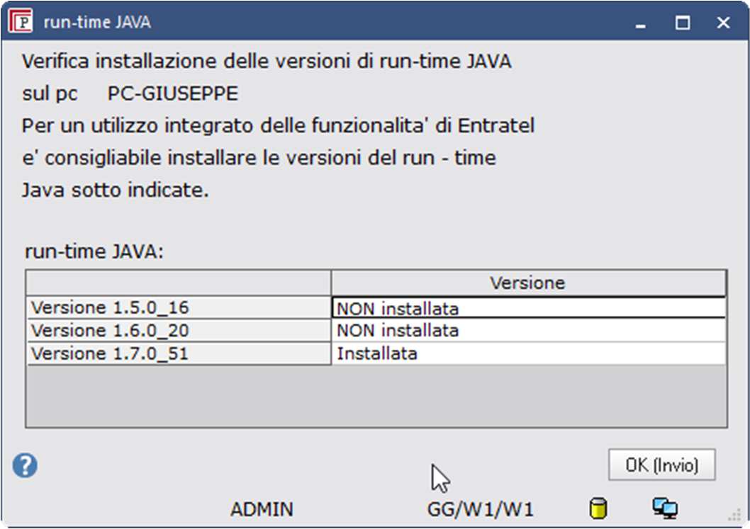 PROBLEMI NOTI La presenza di JAVA a 64 bit non influisce negativamente sull installazione di Gerico o Parametri 2016.