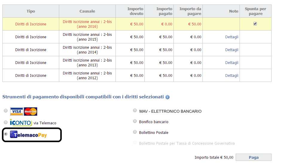 2.4.3 Telemaco Pay L utente di Telemaco che intende utilizzare la modalità di pagamento il proprio conto prepagato deve preventivamente impostare tale modalità di pagamento in Telemaco