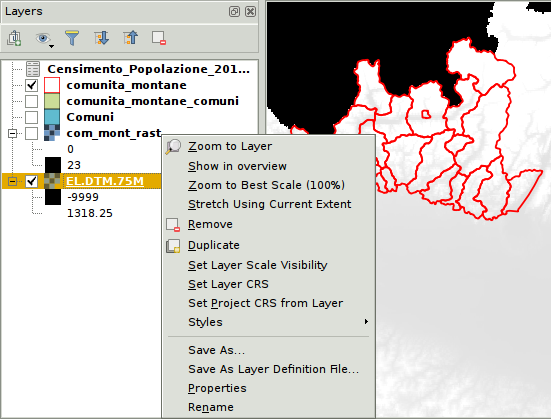 39 Analisi carte raster Salvare in locale i dati di un server OWS Esempio: WCS del PCN dtm75m http://wms.pcn.minambiente.