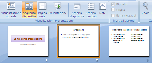 G. Pettarin - Presentation Modulo 6 - Nuova ECDL La visualizzazione Sequenza diapositive In questa visualizzazione puoi spostare le diapositive, trascinandole nella posizione desiderata.