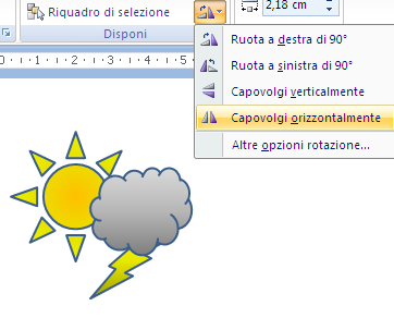 Modulo 6 - Nuova ECDL G. Pettarin - Presentation Vediamo qualche altro comando del gruppo Disponi. Ad esempio disegna una forma Fulmine e sistemalo, in secondo piano, sotto la nuvola.