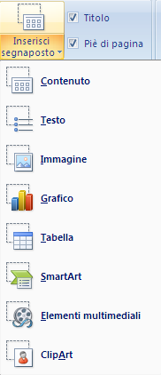 pagina e il numero della diapositiva.