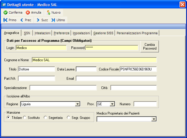 Configurazione CCBASIC e Modulo TS SAL Liguria Terminata la procedura d installazione avviare Cartella Clinica Basic e procedere alla corretta configurazione per l utilizzo dell ADD-ON Modulo TS SAL