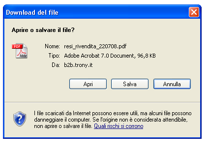 8.2 Download del file E possibile scaricare il file e salvarlo sul proprio pc.