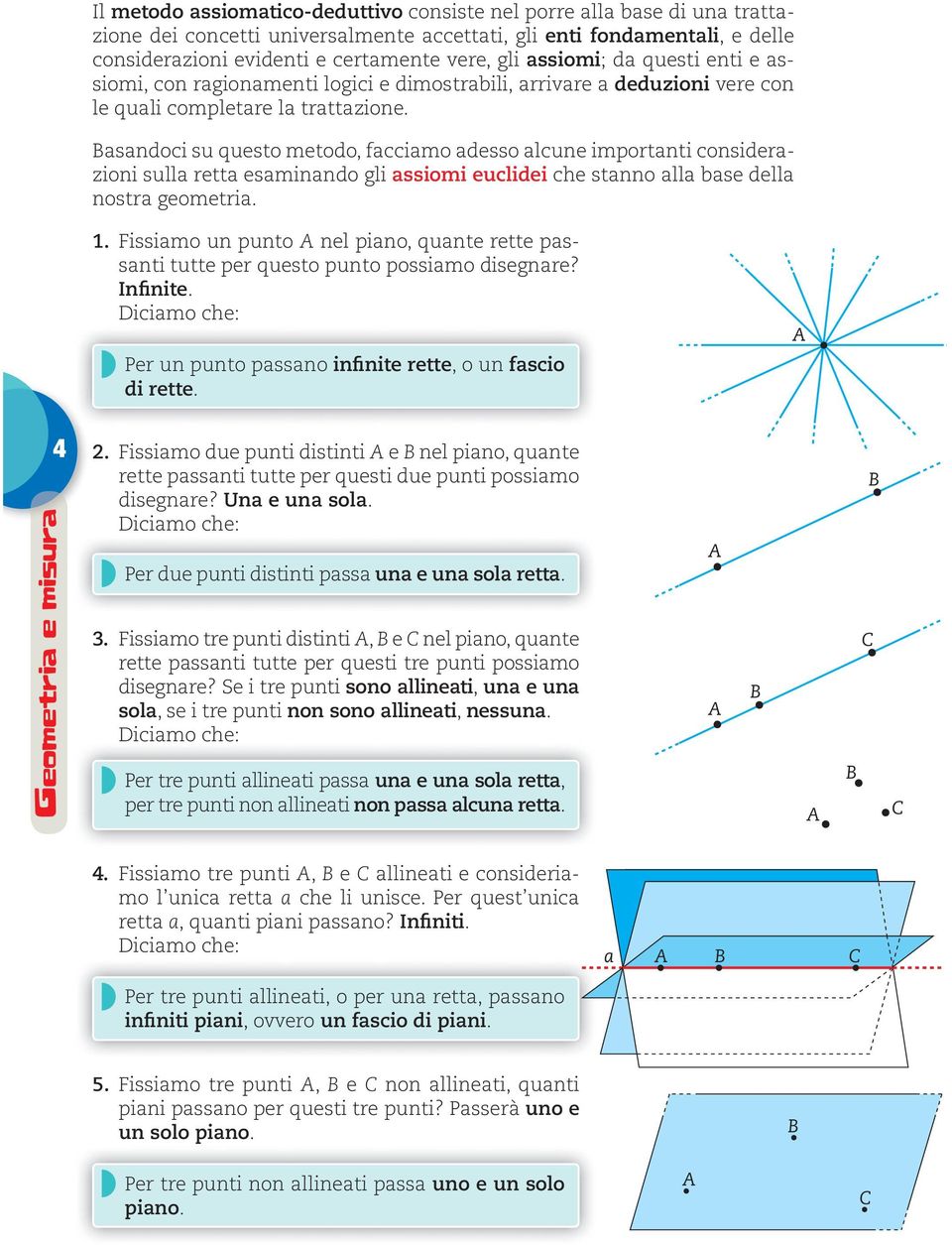 asandoci su questo metodo, facciamo adesso alcune importanti considerazioni sulla retta esaminando gli assiomi euclidei che stanno alla base della nostra geometria. 1.