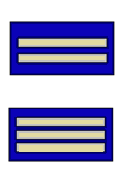 7 cadauna per il personale della II Area e 3 linee colore oro di mm. 7 cadauna per il personale della III Area applicate sulle maniche della giacca.