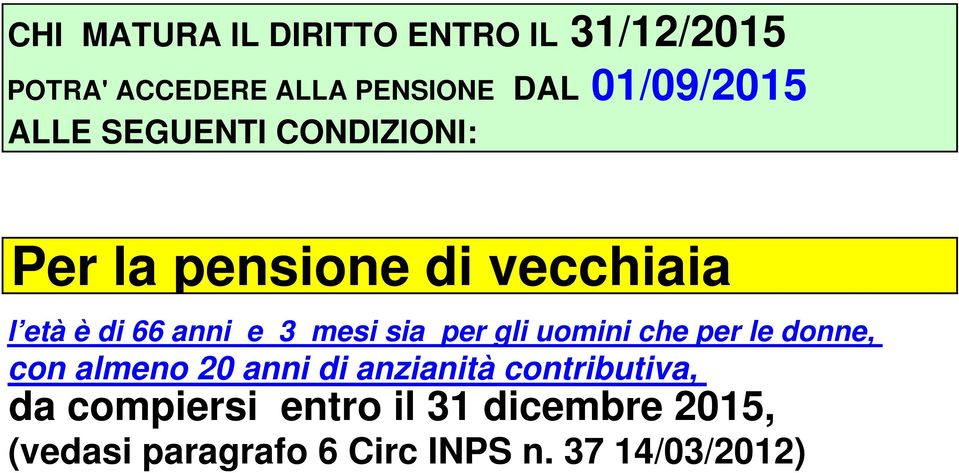 e 3 mesi sia per gli uomini che per le donne, con almeno 20 anni di anzianità