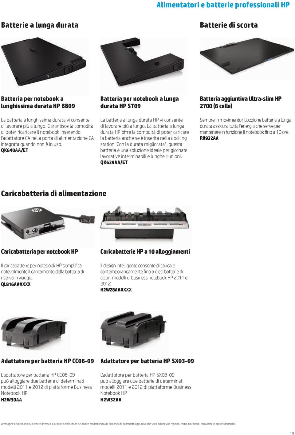 QK640AA/ET Batteria per notebook a lunga durata HP ST09 La batteria a lunga durata HP vi consente di lavorare più a lungo.