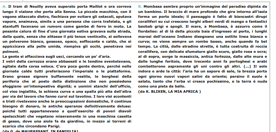 Esercizio 1 Provate ad analizzare gli elementi comuni delle due descrizioni.