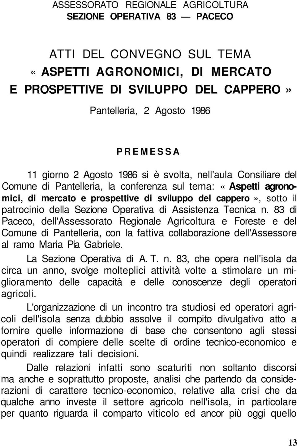 della Sezione Operativa di Assistenza Tecnica n.