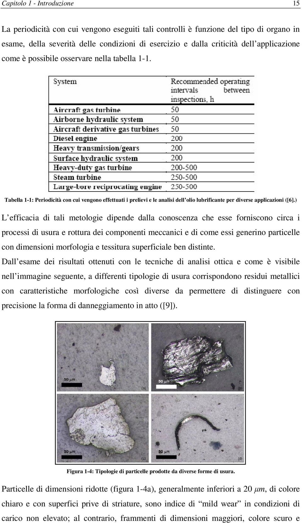 ) L efficacia di tali metologie dipende dalla conoscenza che esse forniscono circa i processi di usura e rottura dei componenti meccanici e di come essi generino particelle con dimensioni morfologia