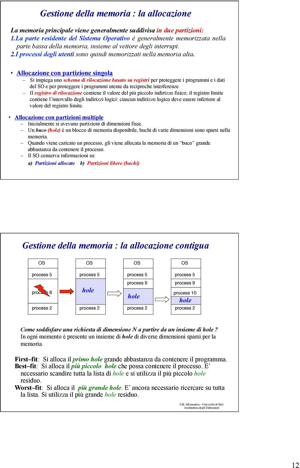 I processi degli utenti sono quindi memorizzati nella memoria alta.