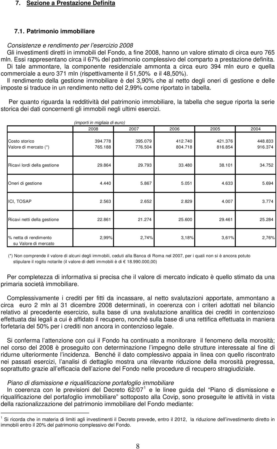 Essi rappresentano circa il 67% del patrimonio complessivo del comparto a prestazione definita.