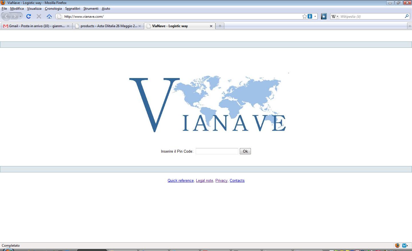 Per accedere al sito digitare l indirizzo: http://www.vianave.com La pagina di accesso è quella mostrata in fig.