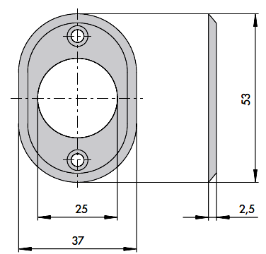 CONTROPIASTRA per serratura a infilare multipunto 5700, 5704, 57050 CONTROPIASTRA per serratura a infilare doppia mappa Angolare in acciaio nichelato.