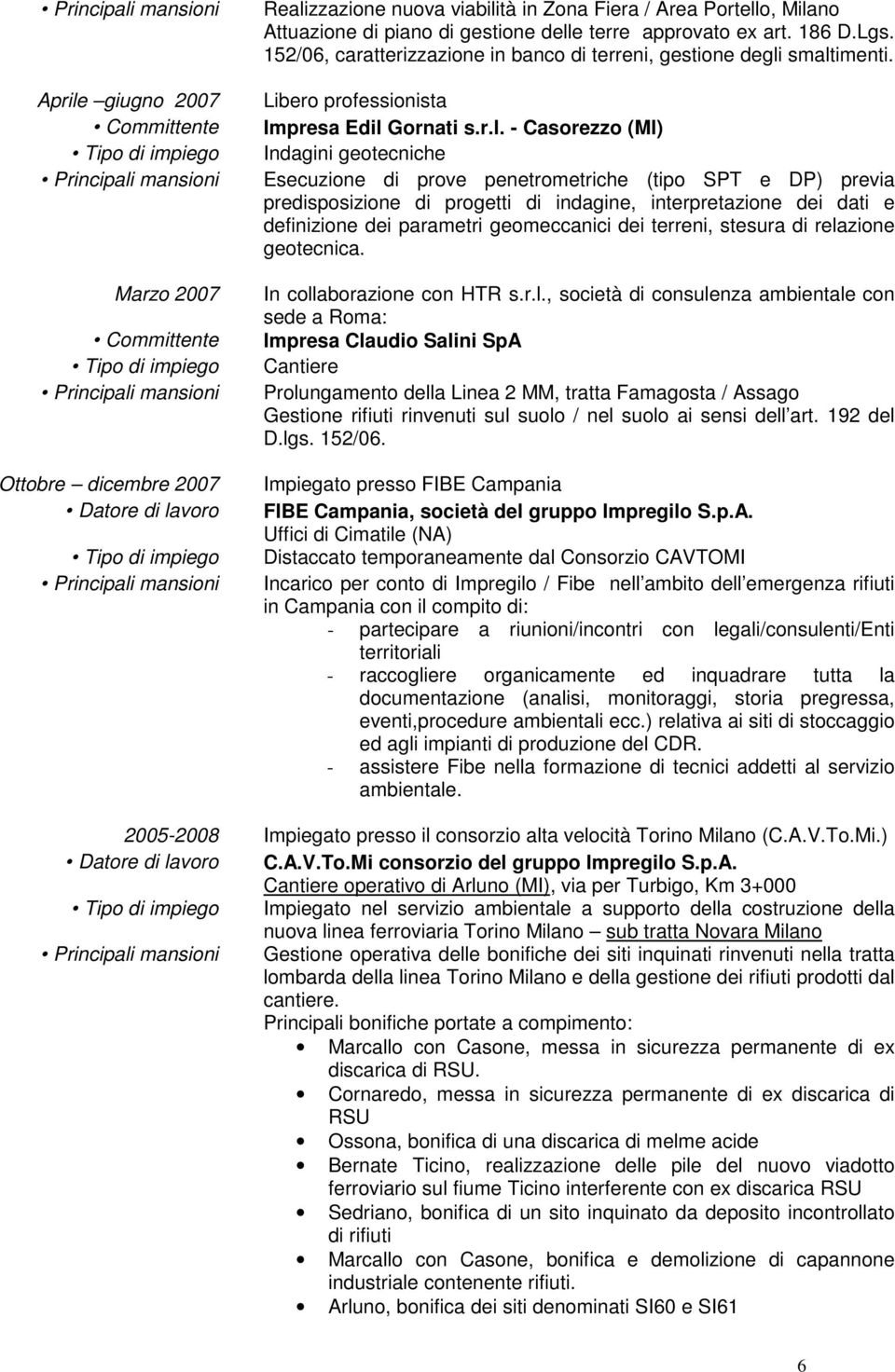 smaltimenti. Impresa Edil Gornati s.r.l. - Casorezzo (MI) Indagini geotecniche Esecuzione di prove penetrometriche (tipo SPT e DP) previa predisposizione di progetti di indagine, interpretazione dei