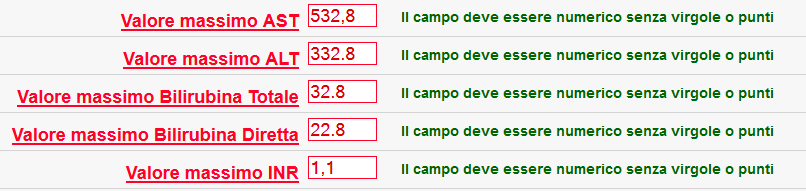 Inserimento dati SMI questionario SEIEVA Attenzione ai valori di laboratorio: il campo deve