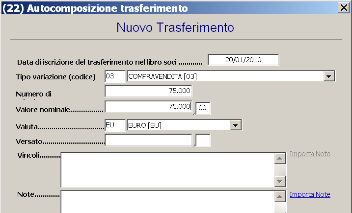 Indicare di che tipo di trasferimento si tratta: atto tra vivi, compravendita, successione, ecc.