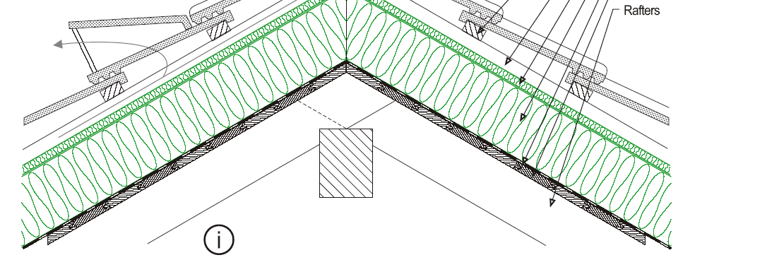 TETTO INCLINATO - Isolamento sopra struttura legno Membrana freno vapore Copertura del tetto