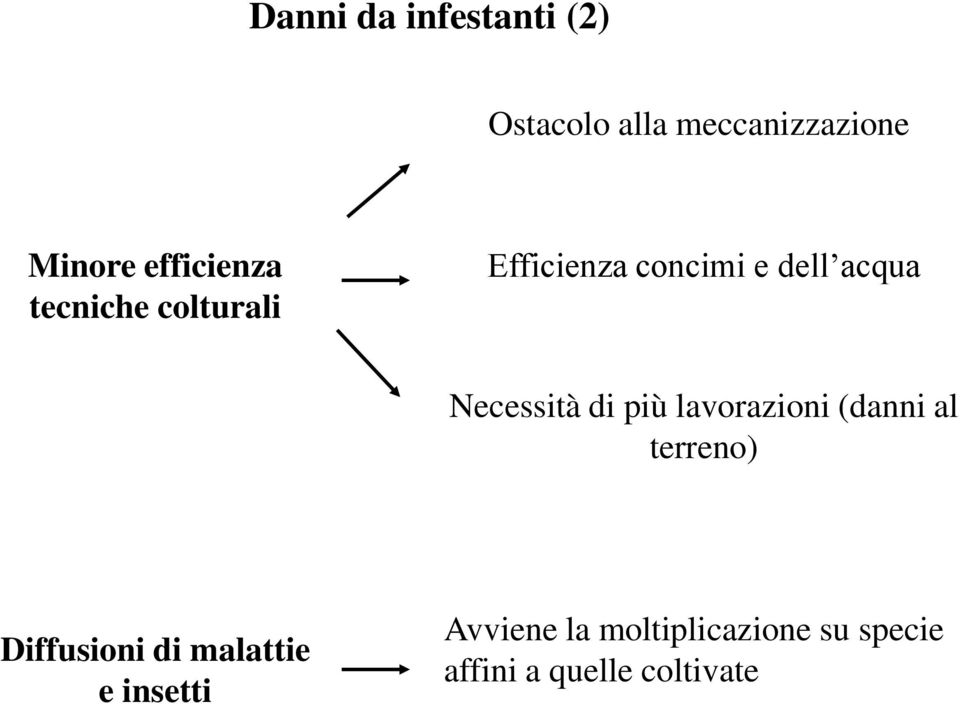 Necessità di più lavorazioni (danni al terreno) Diffusioni di