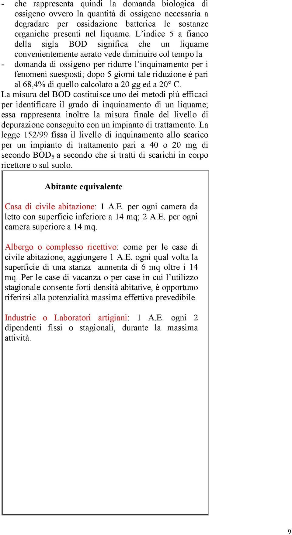 giorni tale riduzione è pari al 68,4% di quello calcolato a 20 gg ed a 20 C.