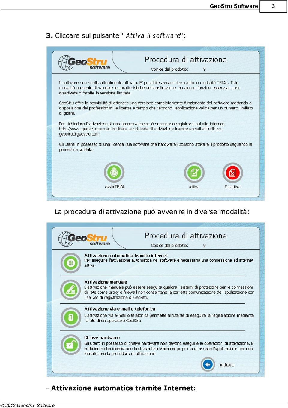 are''; La procedura di attivazione può