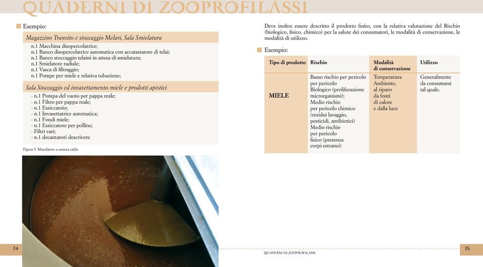 1 Pompe per miele e relativa tubazione; Sala Stoccaggio ed invasettamento miele e prodotti apistici - n.1 Pompa del vuoto per pappa reale; - n.1 Filtro per pappa reale; - n.1 Essiccatoio; - n.