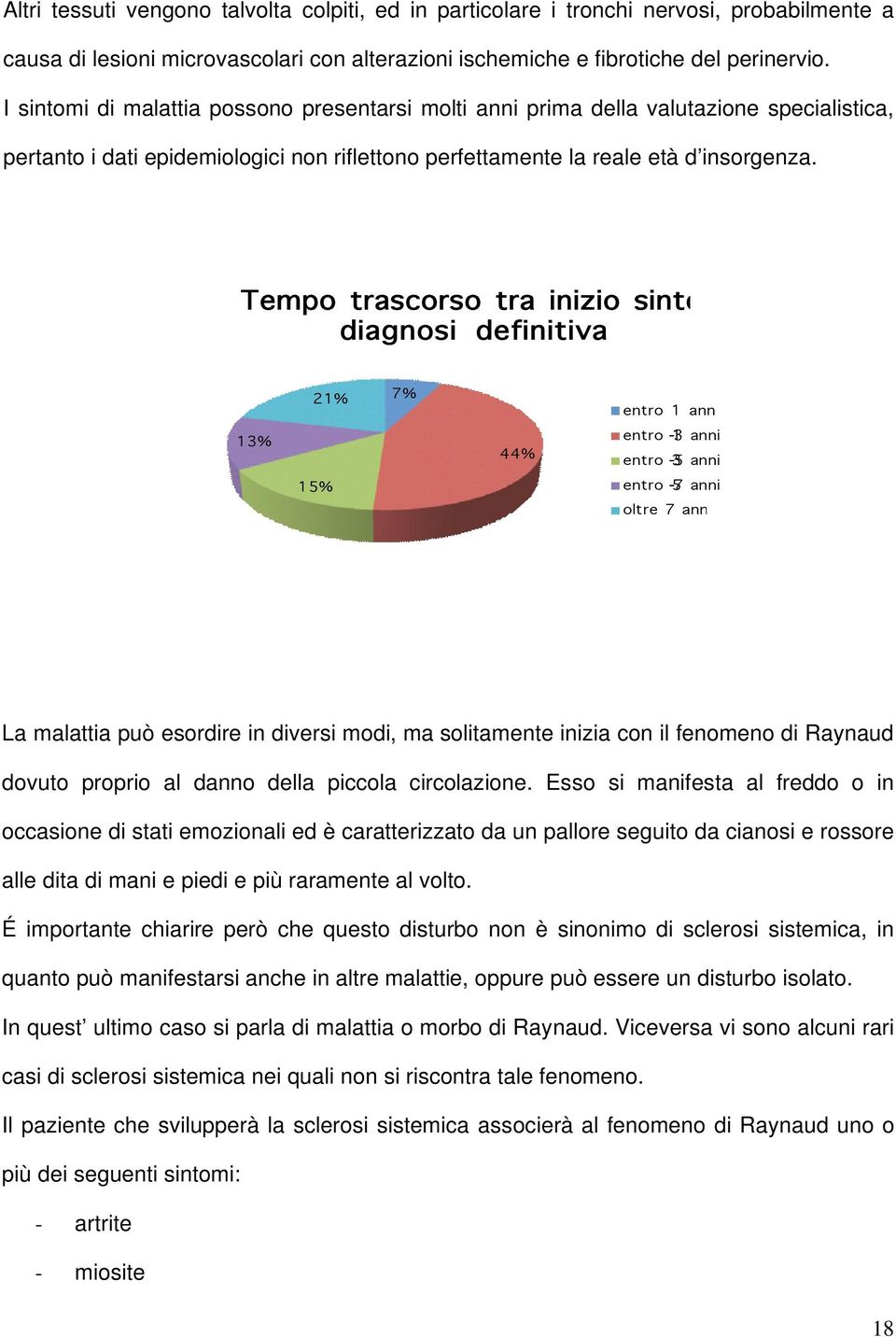 Tempo trascorso tra inizio sintomi e diagnosi definitiva 13% 21% 15% 7% 44% entro 1 ann entro 1-3 anni entro 3-5 anni entro 5-7 anni oltre 7 ann La malattia può esordire in diversi modi, ma