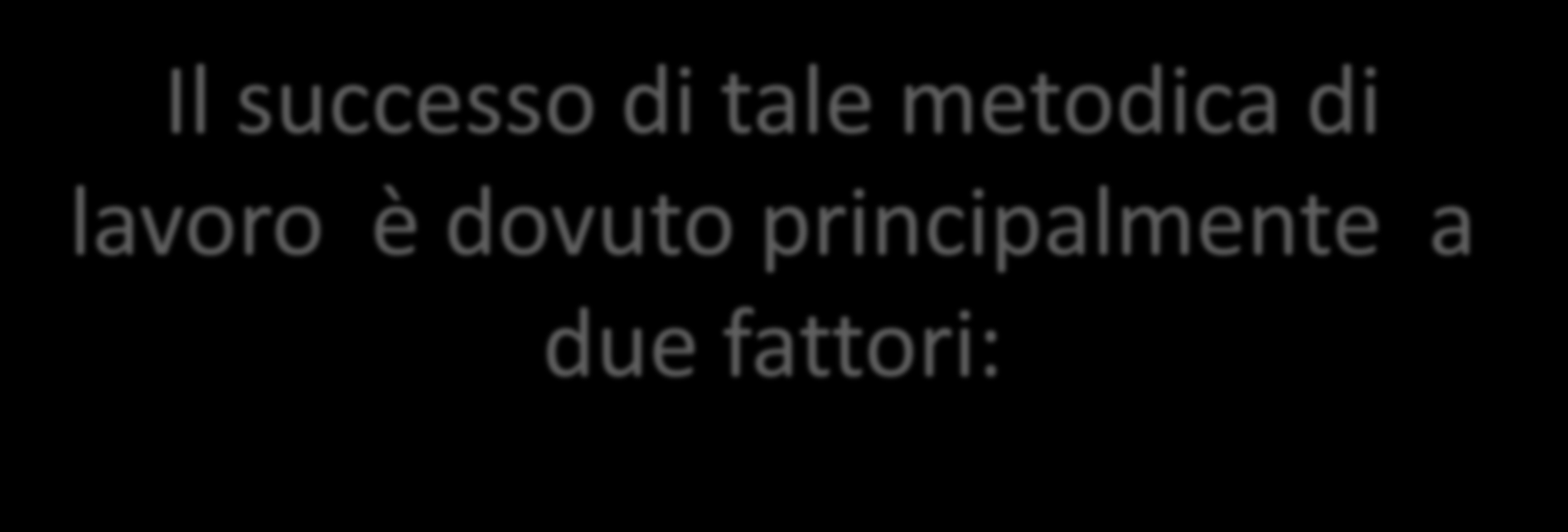 Il successo di tale metodica di lavoro