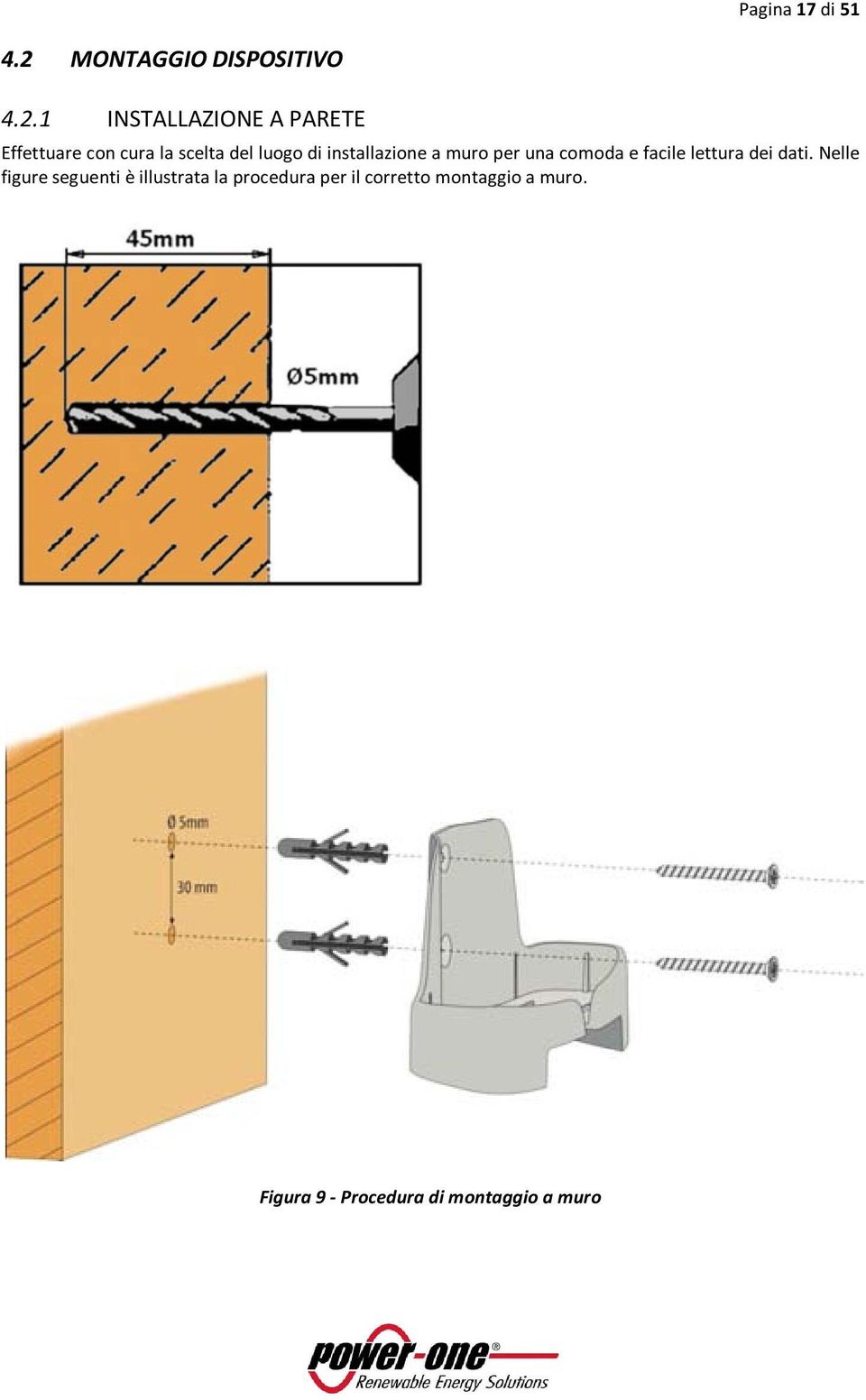 1 INSTALLAZIONE A PARETE Effettuare con cura la scelta del luogo di