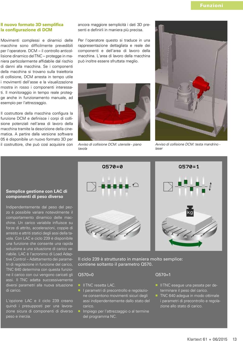 Se i componenti della macchina si trovano sulla traiettoria di collisione, DCM arresta in tempo utile i movimenti dell'asse e la visualizzazione mostra in rosso i componenti interessati.