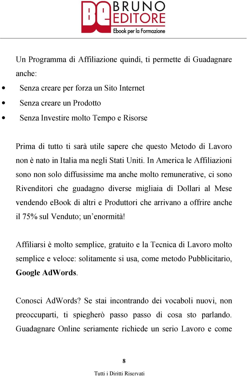 In America le Affiliazioni sono non solo diffusissime ma anche molto remunerative, ci sono Rivenditori che guadagno diverse migliaia di Dollari al Mese vendendo ebook di altri e Produttori che