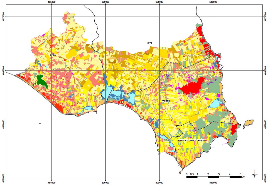 Figura 3 - Cambiamenti nell uso del suolo dal 1868 al 2008 utilizzando il livello 1 del sistema Land Cover CORINE. 3.2 Uso del suolo nel 1998 La tipologia più diffusa nell area all epoca considerata (Tab.