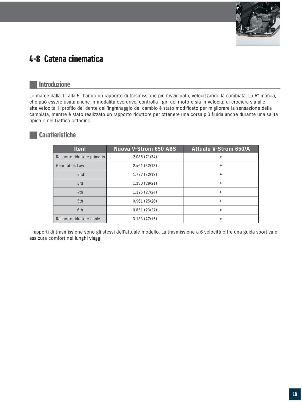 Il profilo del dente dell ingranaggio del cambio è stato modificato per migliorare la sensazione della cambiata, mentre è stato realizzato un rapporto riduttore per ottenere una corsa più fluida