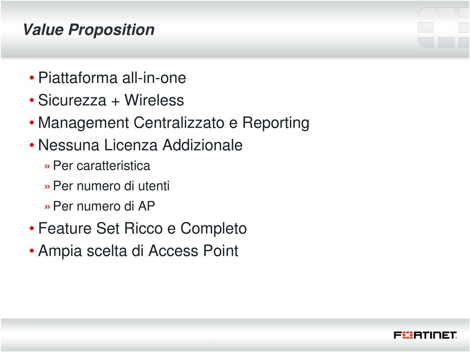 Licenza Addizionale» Per caratteristica» Per numero di