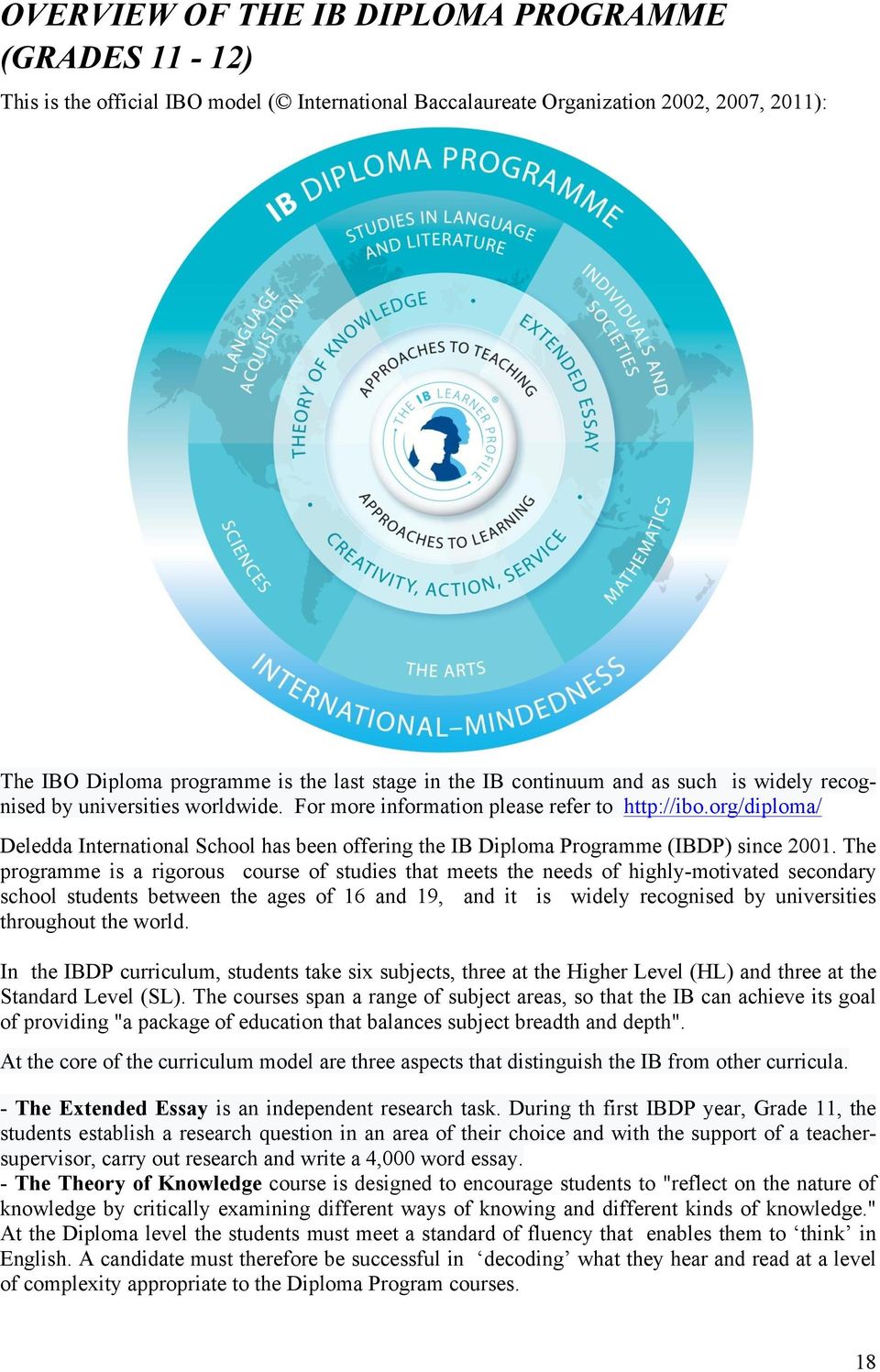 org/diploma/ Deledda International School has been offering the IB Diploma Programme (IBDP) since 2001.