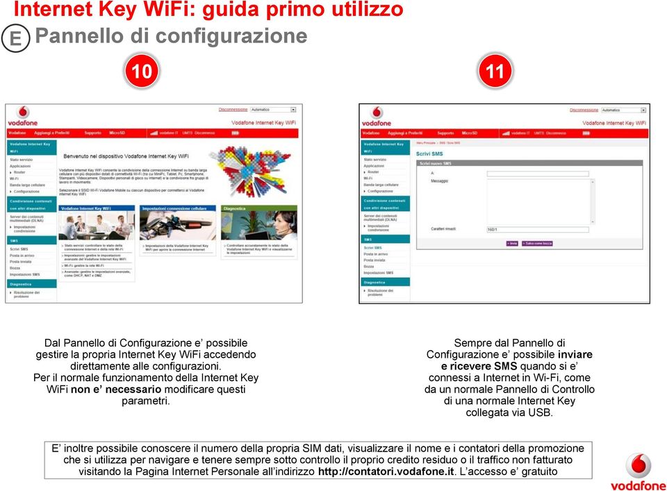 Sempre dal Pannello di Configurazione e possibile inviare e ricevere SMS quando si e connessi a Internet in Wi-Fi, come da un normale Pannello di Controllo di una normale Internet Key collegata via