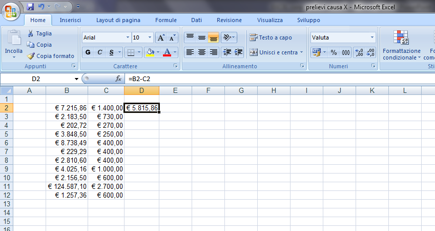 COME COPIARE UNA FORMULA VERSO IL BASSO 1.