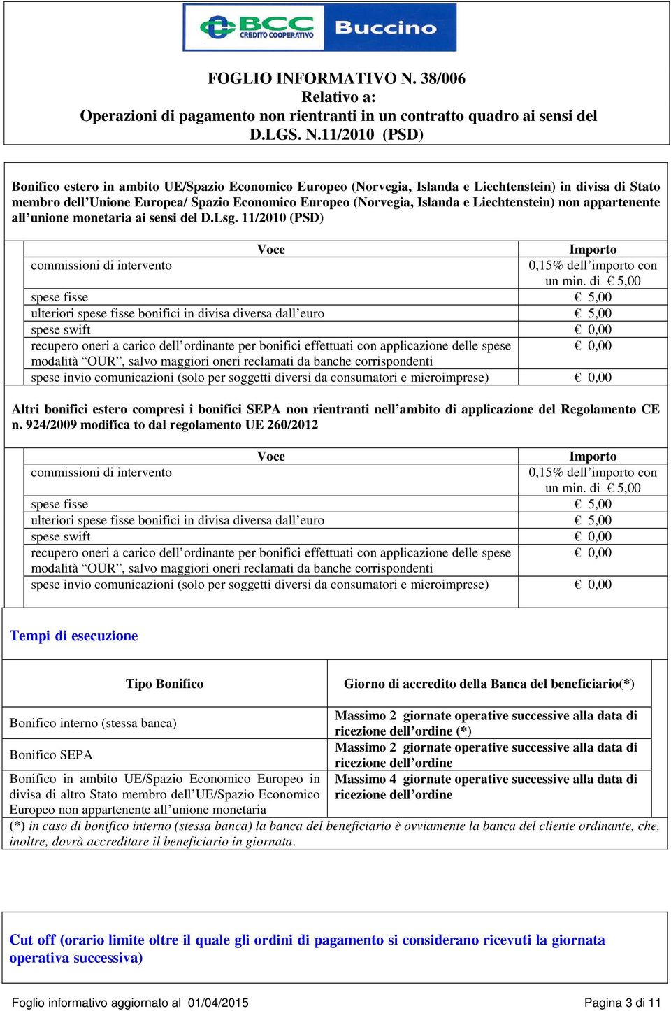 di 5,00 spese fisse 5,00 ulteriori spese fisse bonifici in divisa diversa dall euro 5,00 spese swift 0,00 recupero oneri a carico dell ordinante per bonifici effettuati con applicazione delle spese