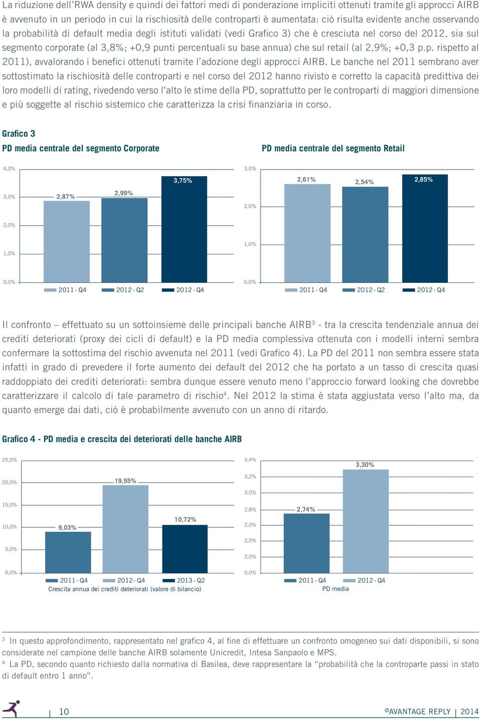 percentuali su base annua) che sul retail (al 2,9%; +0,3 p.p. rispetto al 2011), avvalorando i benefici ottenuti tramite l adozione degli approcci AIRB.