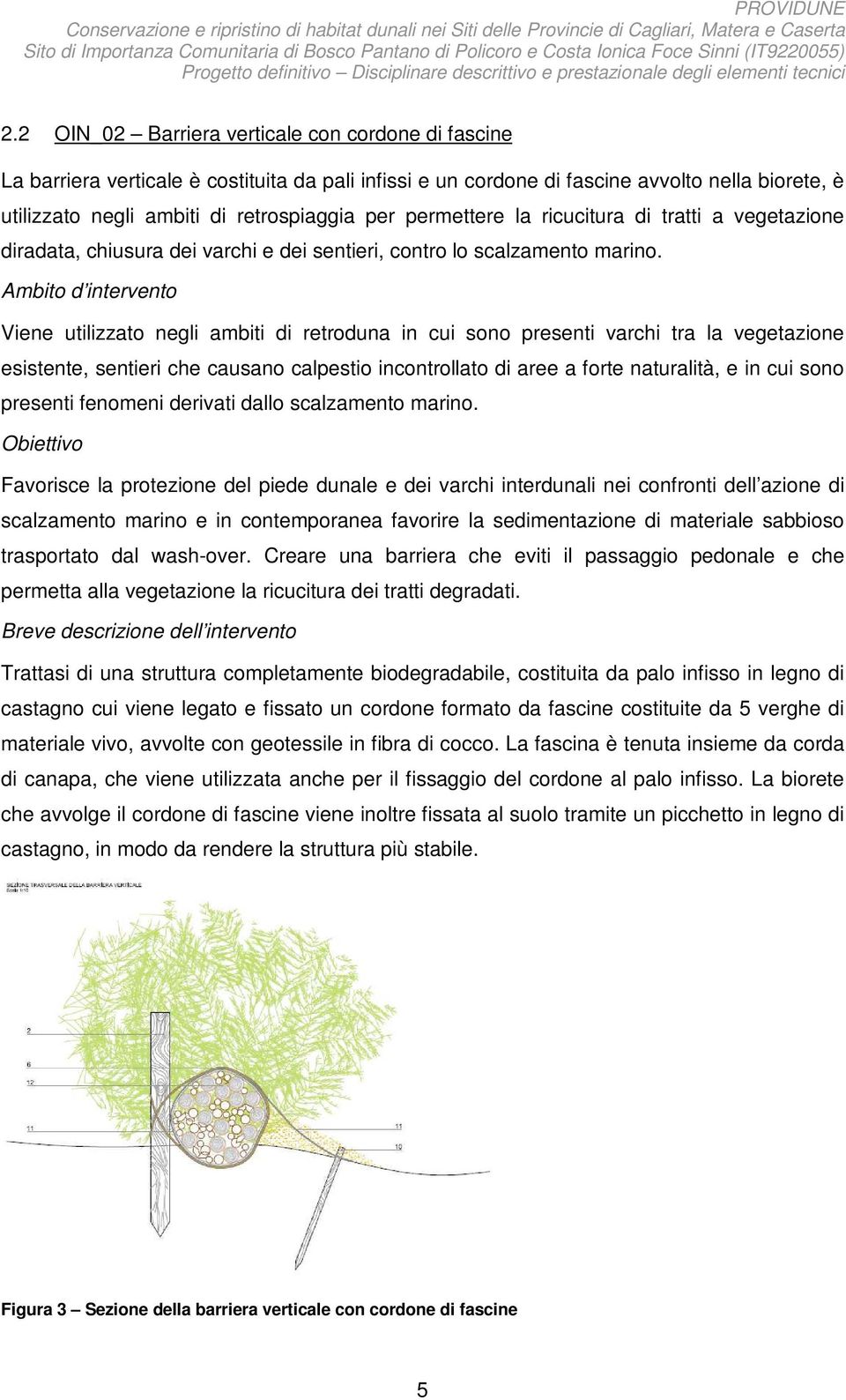 Ambito d intervento Viene utilizzato negli ambiti di retroduna in cui sono presenti varchi tra la vegetazione esistente, sentieri che causano calpestio incontrollato di aree a forte naturalità, e in