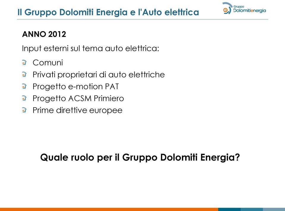 auto elettriche Progetto e-motion PAT Progetto ACSM Primiero