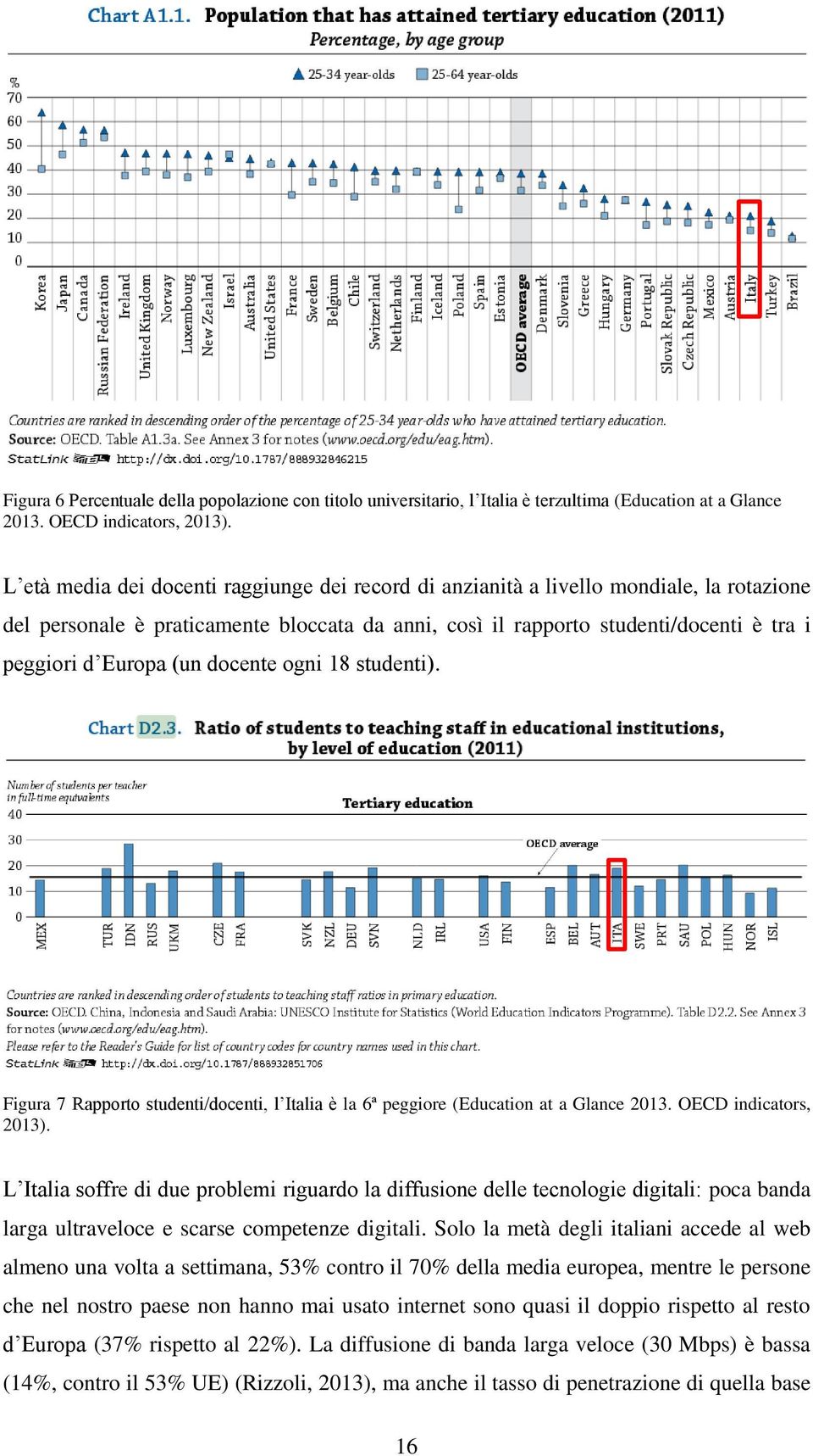 (un docente ogni 18 studenti). Figura 7 Rapporto studenti/docenti, l Italia è la 6ª peggiore (Education at a Glance 2013. OECD indicators, 2013).