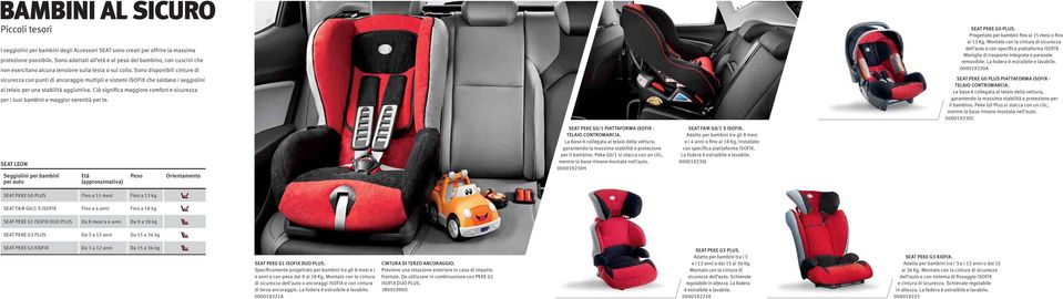 Sono disponibili cinture di sicurezza con punti di ancoraggio multipli e sistemi isofix che saldano i seggiolini al telaio per una stabilità aggiuntiva.