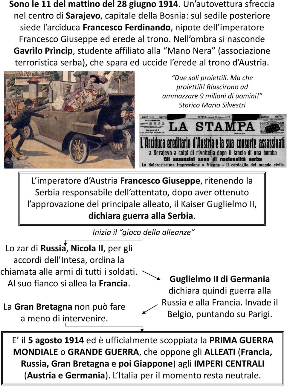 Nell ombra si nasconde Gavrìlo Prìncip, studente affiliato alla Mano Nera (associazione terroristica serba), che spara ed uccide l erede al trono d Austria. Due soli proiettili. Ma che proiettili!