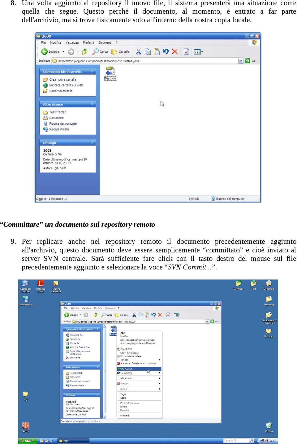 Committare un documento sul repository remoto 9.