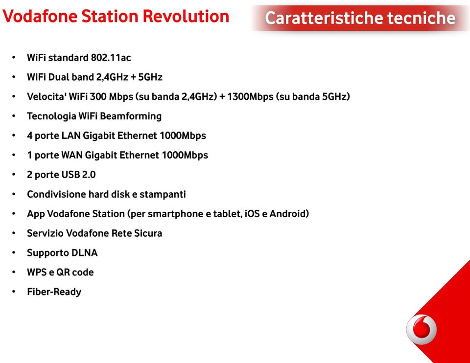 Tecnologia WiFi Beamforming 4 porte LAN Gigabit Ethernet 1000Mbps 1 porte WAN Gigabit Ethernet 1000Mbps 2